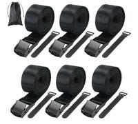 VirtuGro 6 Pack Ratchet Tie Down Straps 1m x 25mm Heavy Duty Lashing Straps Adjustable Bike Roof Rack Straps Tensioning Belts with Cam Buckle for Vans Motorcycle Trucks Trailer Luggage Cargo (Black)