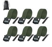 VirtuGro 6Pcs Ratchet Tie Down Straps, 2.5m x 25mm Heavy Duty Lashing Strap Adjustable Green Roof Rack Straps Tensioning Belts with Buckle & Storage Bag for Trucks, Cargo, Motorcycle, Trailer, Luggage