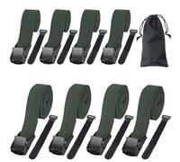 VirtuGro 8Pcs Ratchet Tie Down Straps 1mx25mm+2.5mx25mm Heavy Duty Lashing Straps Adjustable Tensioning Belts Green Roof Rack Strap with Buckle & Bag for Trucks Cargo Bike Motorcycle Trailer Luggage