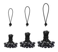 VirtuGro Bungee Cord with Balls 4/6/8 Inch 60Pcs Black Tarpaulin Bungee Balls Heavy Duty Tarp Bungees Ties Elastic Bungee Ball Cords for Tent Camping Pavilions Flag Marquee