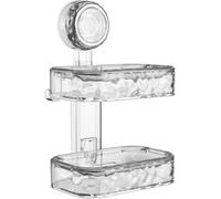 VirtuGro Suction Soap Dish for Shower Soap Holder Max Hold 5 KG Double Layer Wall Mounted Bar Soap Holder Soap Dishes with Drainage for Bathroom Tub Kitchen Sink, Removable & Waterproof