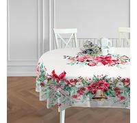 Virtumob Christmas Tablecloth Pink Xmas Decorations Waterproof Tablecloths Table Covers for Dinner Kitchen Dining Table Party Holiday Decor 54"x 72" Oval