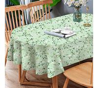 Virtumob Oval Bird Floral Tablecloth,Green French Tablecloth for Oval Tables 54 x 72 inch,Perfect for Kitchen Dinner, Restaurant,Holiday Picnic Table Cover