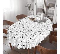 Virtumob Oval Tablecloth -54x72 Inch,Retro Mid-Century Modern Tablecloth Simple Geometric Table Cover Understated Decoration, Black and White Tablecloth Suitable for Home, Kitchen