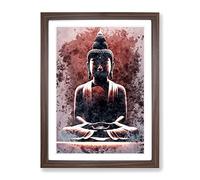 Virtuous Buddha Framed Print | A2 Walnut Framed Wall Art | Ready to Hang | Modern Religious Picture | Living Room Bedroom Lounge Office