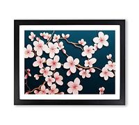 Virtuous Cherry Blossom Tree Flowers Framed Print | A2 Black Framed Wall Art | Ready to Hang | Modern Floral Picture | Living Room Bedroom Lounge Office