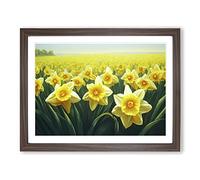 Virtuous Daffodil Flowers Framed Print | A4 Walnut Framed Wall Art | Ready to Hang | Modern Floral Picture | Living Room Bedroom Lounge Office