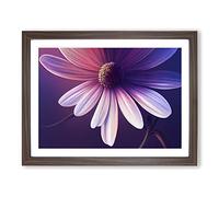 Virtuous Daisy Flower BLK Framed Print | A4 Walnut Framed Wall Art | Ready to Hang | Modern Floral Picture | Living Room Bedroom Lounge Office
