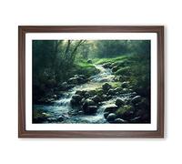 Virtuous Forest Stream Framed Print | A3 Walnut Framed Wall Art | Ready to Hang | Modern Landscape Picture | Living Room Bedroom Lounge Office