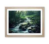 Virtuous Forest Stream Framed Print | A4 Oak Framed Wall Art | Ready to Hang | Modern Landscape Picture | Living Room Bedroom Lounge Office