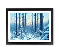 Virtuous Winter Forest Framed Print | A4 Black Framed Wall Art | Ready to Hang | Modern Landscape Picture | Living Room Bedroom Lounge Office