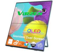 Virzen Portable Monitor OLED Stacked Dual Screen All-in One Seamless 1080P 13.3’’ Triple Screen Extender with VESA Kickstand for Laptop Mini PC Game Console Landscape Portrait Mode No Driver Needed
