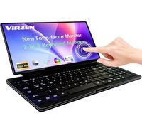 Virzen Portable Touch Screen Monitor with Silent Keyboard 12.8 Inch Ultra Slim Stretched Bar Foldable FHD 120% sRGB USB-A/C Compatible Display for Computers
