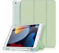 Visaccy iPad Case Compatible with iPad 9th Generation 2021 10.2 Inch / 8th 2020 / 7th 2019 with Stylus Chest [Automatic Wake/Sleep] Semi Transparent Soft TPU, Matcha