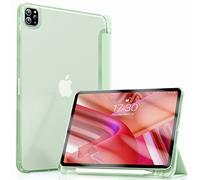 Visaccy iPad Pro 11 Inch Case 2022/2021 / 2020/2018 (4th / 3rd / 2nd / 1st Gen) with Pencil Holder Auto Sleep/Wake Semi-Transparent Soft TPU Matcha