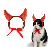 VisageVitalit Devil Horns Headband for Cat, Devil Horn Hair Bands, Red, Halloween Headband for Cat, Headpiece for Halloween, Cosplay, Fancy Dress Party for Cats, Puppies, Dogs