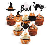 VisageVitalit Halloween Cupcake Toppers, 12 Pieces Cake Decorations, Cake Decorations, for Halloween Party Decoration