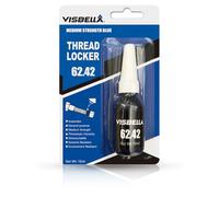 Visbella Thread Lock Blue & Red, 10mlx2 Thread Locker Medium & High Strength, Threadlocker Removable & Permanent for Bolts, Nuts, Fasteners & Metals (Medium Strength Blue 62.42)
