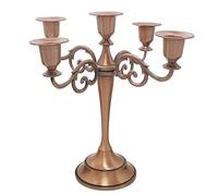Viscacha Copper Candle Holder，5 Wick Metal Candle Holders for Taper Candles（10.6 inch Tall Candelabra, for 1/2-1 inch Pillar Candles Diameter Each）,Centerpiece Elegant Decoration Piece for Table