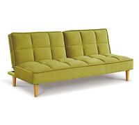 Visco Therapy Manhattan Stylish and Versatile 3 Seater Velvet Sofa Bed (Lime)