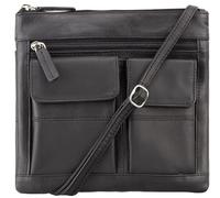 VISCONTI - Black - Medium Soft Real Leather Slim Crossbody Bag - Multisex Organizer Sling Bag - Phone Pocket - Zipped Front & Main Compartment - Ideal for Daily Essentials