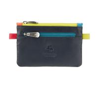Visconti Cora Leather Coin Purse for Women - Triple Zip Change Wallet with Keyring - Compact Small Purse for Coins, Cards & Keys - Navy Multi