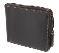 VISCONTI Hunter Zip Round Oiled Leather Bullet Wallet RFID Blocking 702 Oil Brown