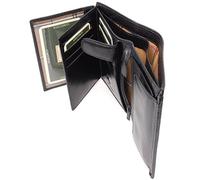 VISCONTI - Large Genuine Leather Trifold RFID Wallet - Milan MZ3 Black | Men's RFID Protected Wallet, 11 Credit-Card Slots, 2 Notes Sections, Coin Pocket, Gift Boxed, Leather Anniversary Present