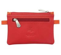 Visconti Leather Zip Top Cora Coin Purse with Keyring CP2a Red Multi