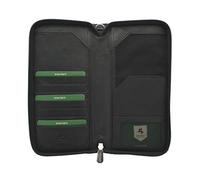 VISCONTI Leather Zipped Travel Document Holder & Strap RFID Blocking 1157 Black