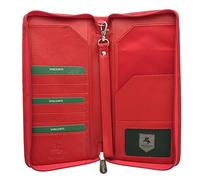 VISCONTI Leather Zipped Travel Document Holder & Strap RFID Blocking 1157 Red