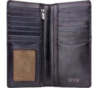 VISCONTI - Men’s Black - Veg Leather Wallet - RFID Protection for Credit Cards, Notes & ID - 16 Card Slots, 4 Note Sections, 2 Zipped Pockets, ID Window - with Signature Logo