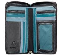 VISCONTI Rainbow Collection Aruba Leather Zip Around Purse RFID Blocking RB98 Blue Multi