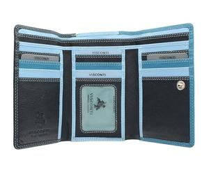 VISCONTI Rainbow Collection Bora Tri-Fold Leather Purse RFID Blocking RB43 Blue Multi