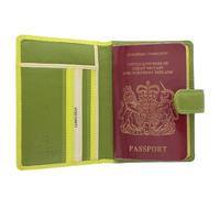 VISCONTI Rainbow Collection Leather SUMBA Passport Holder RFID Blocking RB75 Lime Multi
