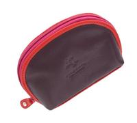 Visconti Rainbow Collection Zip Top Leather Malay Coin Purse with Keyring RB63 Plum Multi