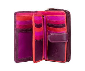 VISCONTI - Soft Leather Purse/Wallet for Women - Plum Multi - Card Holder, Gifts for Women, Card Wallet, Badge Holder - 2 ID Photograph Windows and 6 Slip Pockets - 16 Slots