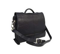 VISCONTI - Women's Leather Briefcase - Medium Messenger Shoulder Bag - Work Bag For A4 Notebooks - Detachable Crossbody Strap - 659 Alfie - Black