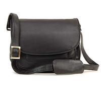 VISCONTI - Women's Leather Crossbody Saddle Bag - Medium Handbag - Multiple Pockets - Adjustable Shoulder Strap - Atlantic 2195 - Black