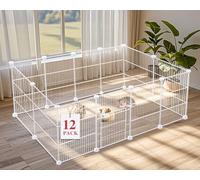 VISCOO 12 Panels Small Animal Playpen,Pet Playpen,C&C Cage for Guinea Pigs,Puppy Play Pen,Bunny Playpen Indoor Outdoor, Portable Metal Wire Yard Fence(White)
