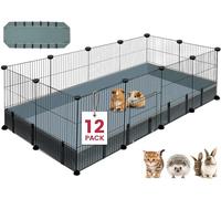 VISCOO 12 Panels Small Animal Playpen,Pet Playpen with Waterproof Mat,C&C Cage for Guinea Pigs,Puppy Play Pen,Bunny Playpen,Indoor Outdoor Portable Metal Wire Yard Fence