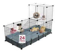 VISCOO 24 Panels Small Animal Playpen,Pet Playpen,C&C Cage for Guinea Pigs,Puppy Play Pen,Bunny Playpen,Indoor Outdoor Portable Metal Wire Yard Fence with Waterproof Mat