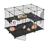 VISCOO 41 Panels Pet Playpen, 35.4" L x 23.6" W x 23.6" H Small Animal Playpen with 2 Doors, C&C Cage for Guinea Pigs,Rabbit,Bunny,Hedgehogs, Puppy Play Pen Indoor Outdoor, Two-Story Chicken Play Pen