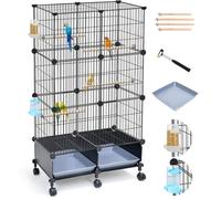 VISCOO 46-Inch Bird Cage, with Wooden Perches, Metal Parakeet Cage with Slide-Out Tray, Water Bottle & Feeder, Bird Cages for Parrot, Parakeets, Cockatiel, Lovebird, Pigeon and Small Mid-Sized Birds
