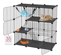 VISCOO Cat Cage, 3-Tier DIY Catio Cat Enclosures, 36" x 16" x 36" Cat Playpen Indoor & Outdoor with Hammock, Detachable Metal Wire Kennel Cats Crate, 3x1x3 Exercise Place for 1-2 Cats/Kitten