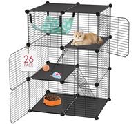 VISCOO Cat Cage, 3-Tier DIY Catio Cat Enclosures, Cat Playpen Indoor & Outdoor with Hammock, Detachable Metal Wire Kennel Cats Crate, 2x1x3 Exercise Place for 1-2 Cats/Kitten