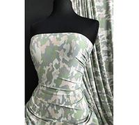 Viscose Elastane Stretch Fabric | Dressmaking & Display Material | Same Day Dispatch | Sold by The Metre | by Tia Knight (Grey/Green Camo, SQ386 GRN)