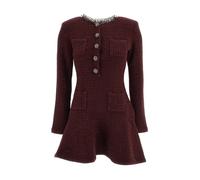 Viscose Knit Mini Dress - female - Self Portrait - Short Dresses - Red - S - Dresses S