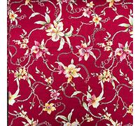 Viscose Twill Challis Printed Summer Clothing Dress Blouses Curtaining Lightweight Silky Feel Fabric Material | 55" - 140 cm Wide | Sold per Metre (Eugiene Wine)