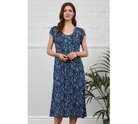 Viscose Waist Seam Midi Dress Nomads Clothing Blue 10